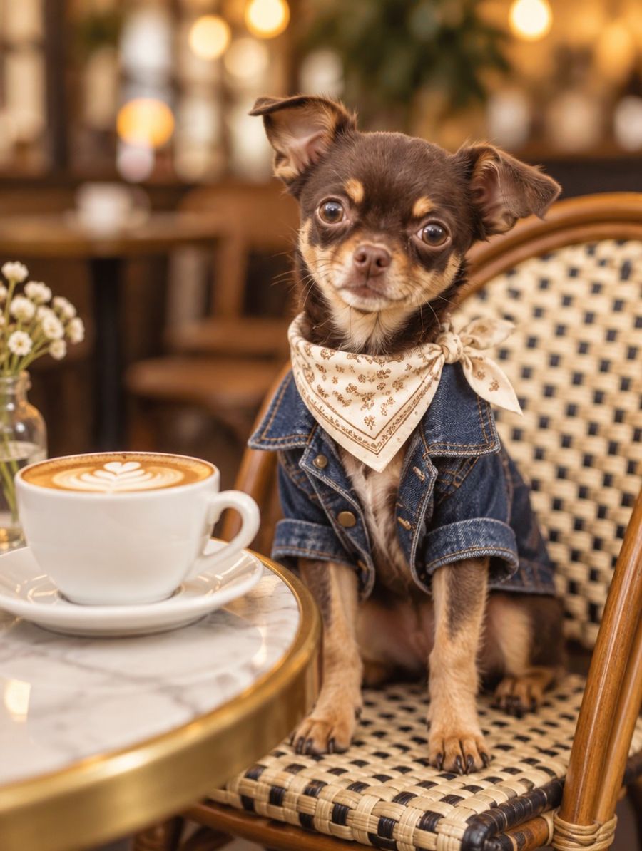Chihuahua con chaqueta de jean